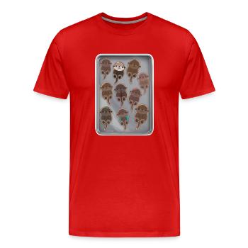 Conférences Tazz | Parade de plateaux de biscuits Otter - T-shirt bio Premium Homme - rouge - Devant - Damien (186cm)