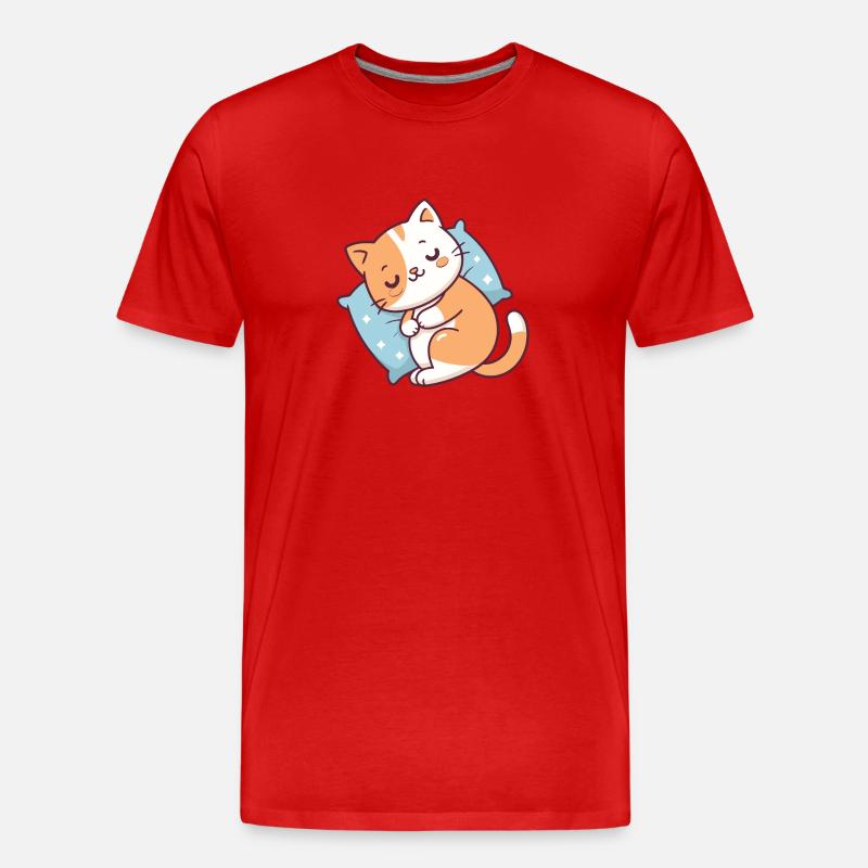 Gemütliches Kätzchen, das sich ausruht - Männer Premium Bio T-Shirt - Rot