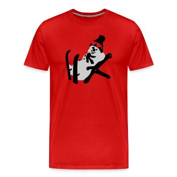 Bonhomme de neige - T-shirt bio Premium Homme - rouge - Devant - Damien (186cm)