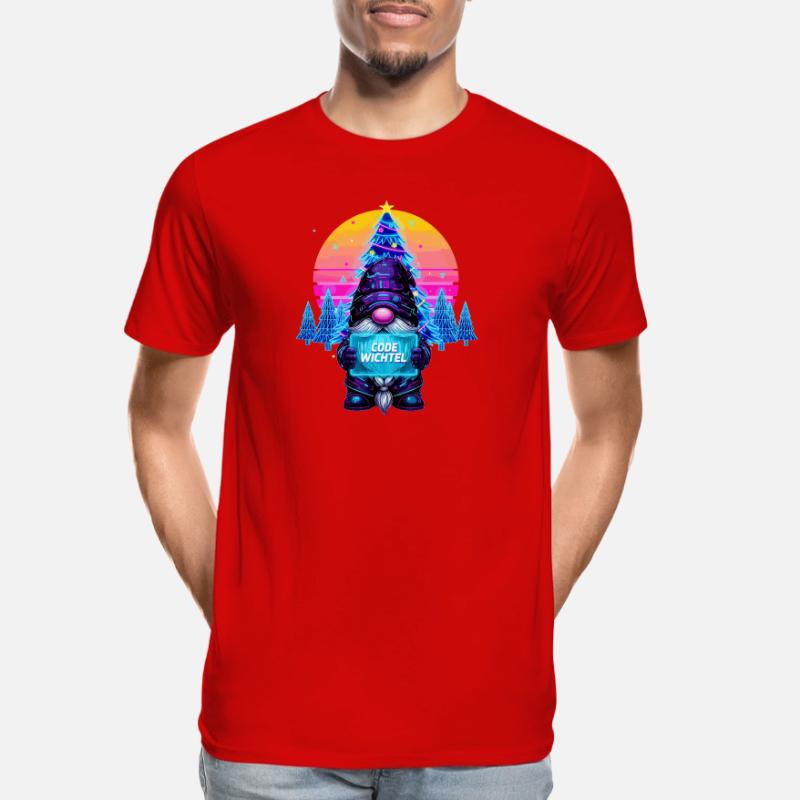 Cyberpunk Code Gnome - Synthwave Xmas Nerd Men's Premium Organic T-Shirt