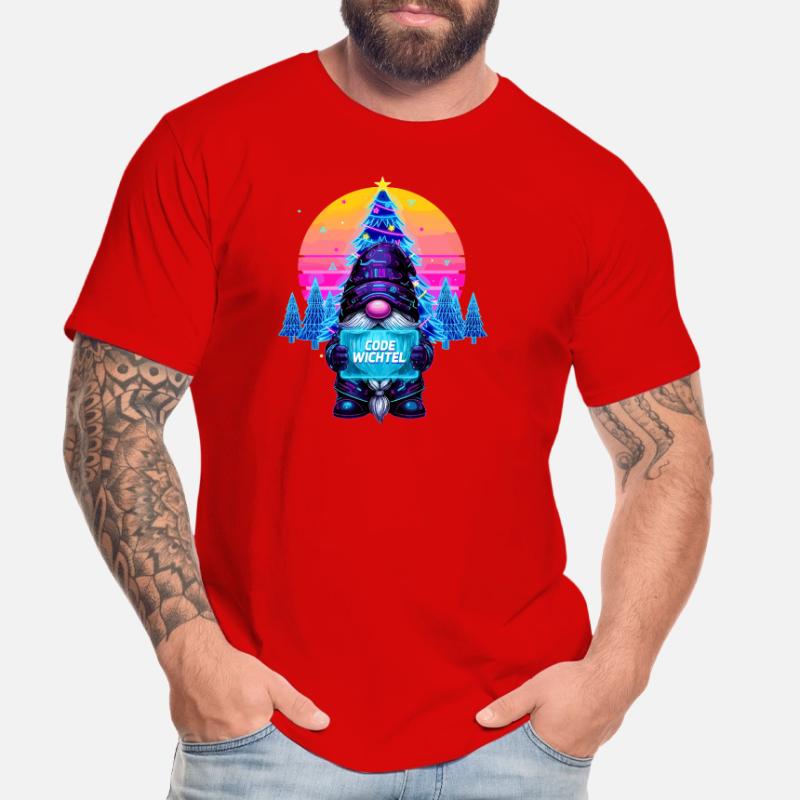 Cyberpunk Code Wichtel - Synthwave Xmas Nerd Männer Premium Bio T-Shirt