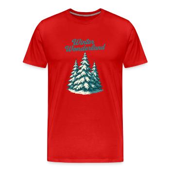 Winter Wonderland Fir Trees - Men's Premium Organic T-Shirt - red - Front - Damien (186cm)