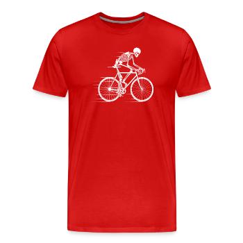 Skeleton Cyclist in Motion - Men's Premium Organic T-Shirt - red - Front - Damien (186cm)