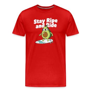 Stay Ripe Surf Avocado - Men's Premium Organic T-Shirt - red - Front - Damien (186cm)