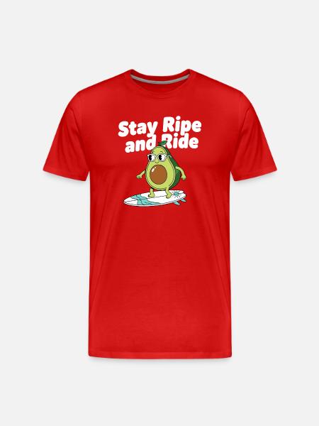 Rester mûr Surf Avocado - T-shirt bio Premium Homme - rouge