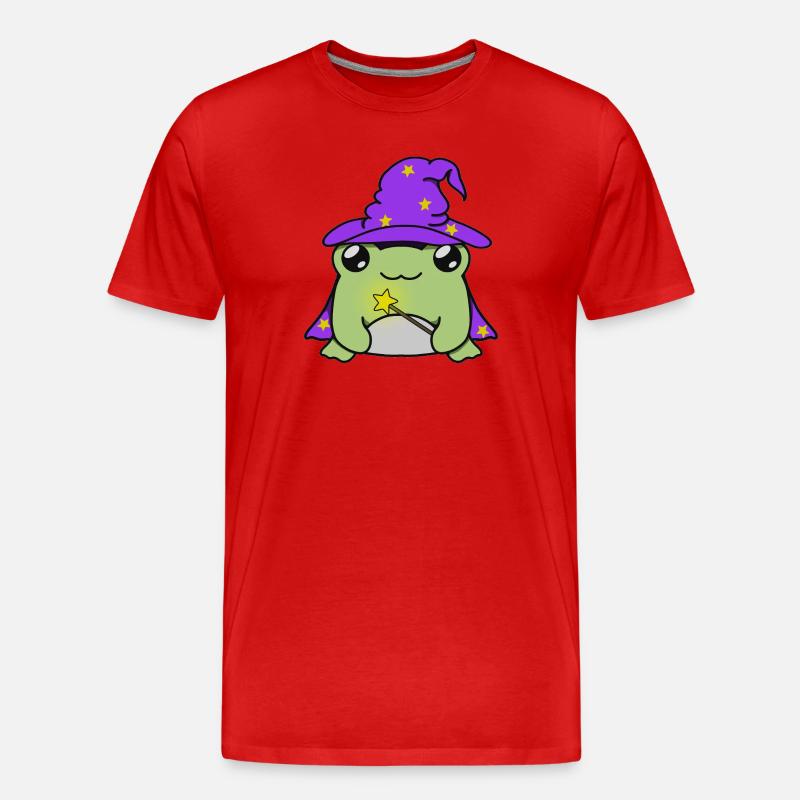 Wizard frog with hat - Männer Premium Bio T-Shirt - Rot