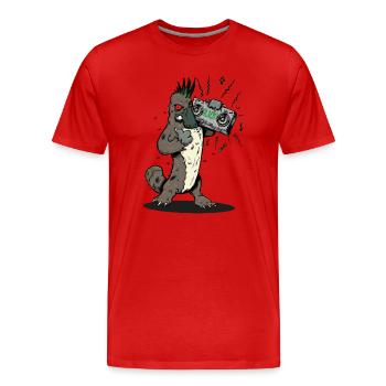 Schnabeltier mit Boombox - Männer Premium Bio T-Shirt - Rot - Vorne - Damien (186cm)