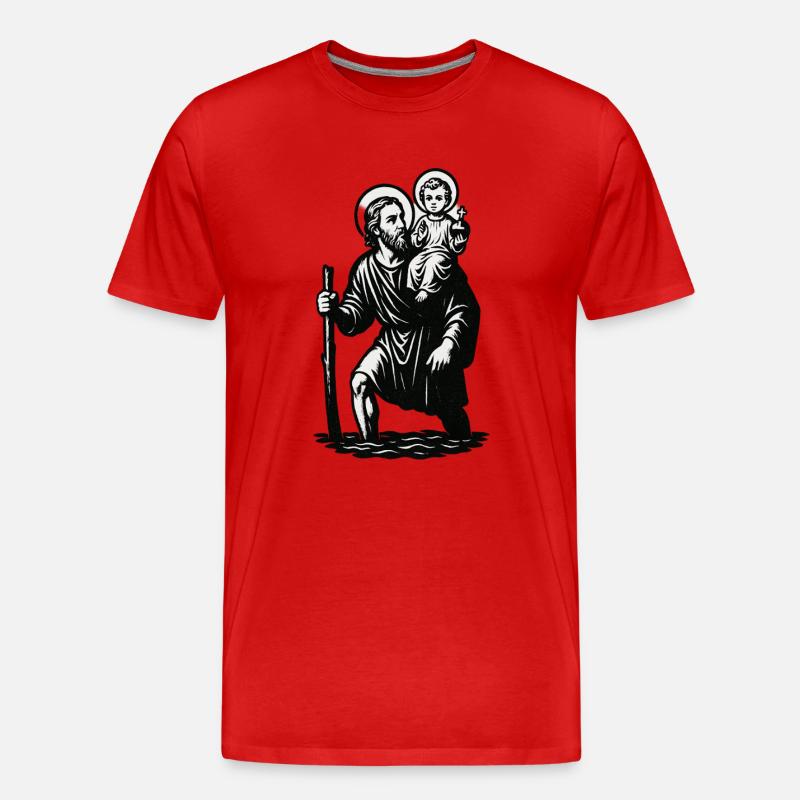 St Joseph mit Jesuskind | Christophorus - Männer Premium Bio T-Shirt - Rot