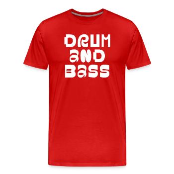 T-shirt typographique drum and bass - T-shirt bio Premium Homme - rouge - Devant - Damien (186cm)