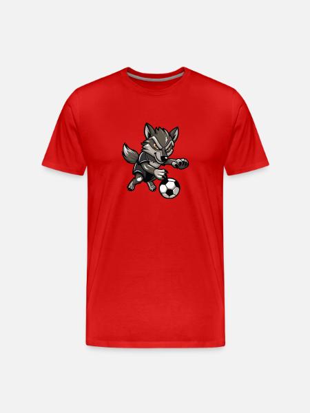 Wolfsoccer Animated Wolf - Men's Premium Organic T-Shirt - red