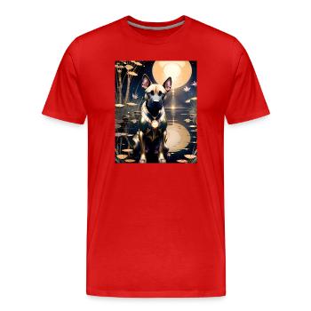 Gold Armor Dog auf dem Mondpier – GBC Galaxy Guard - Männer Premium Bio T-Shirt - Rot - Vorne - Damien (186cm)
