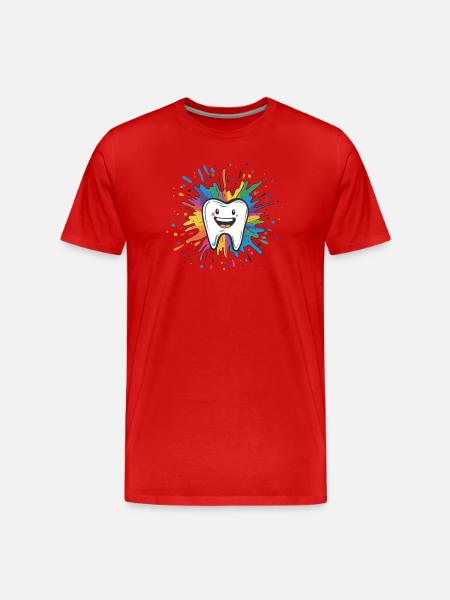 Bunter Zahn Spritzer - Männer Premium Bio T-Shirt - Rot