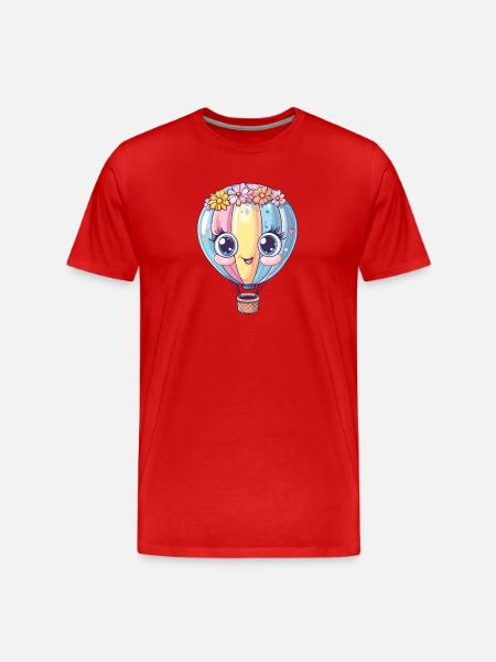 Pastel Balloon with Floral Wreath - Men's Premium Organic T-Shirt - red