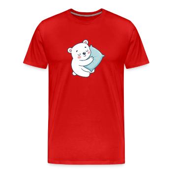Soft Bear and Blue Pillow - Men's Premium Organic T-Shirt - red - Front - Damien (186cm)