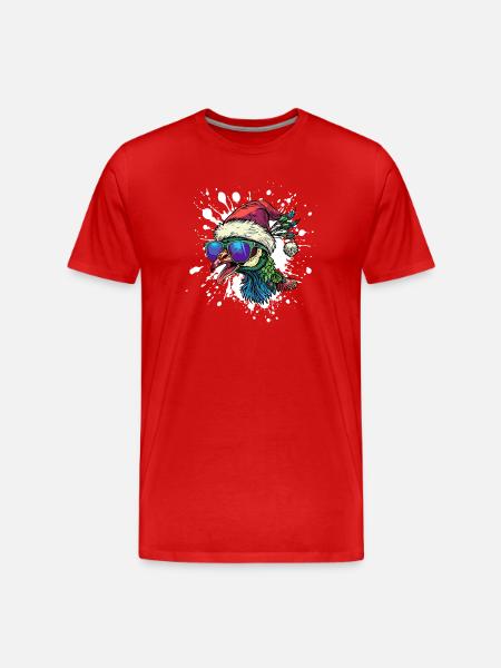 Peacock Bird Christmas Funny - Men's Premium Organic T-Shirt - red
