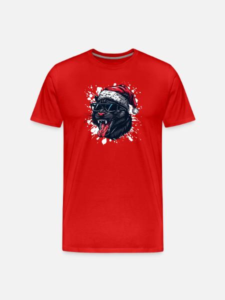 Panthère Noël Drôle - T-shirt bio Premium Homme - rouge