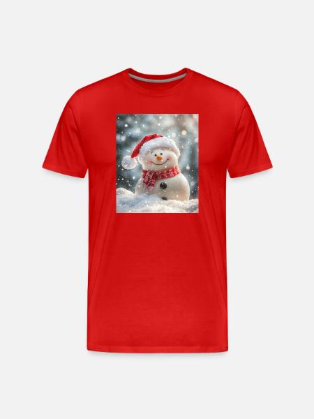 Snowman - Men's Premium Organic T-Shirt - red