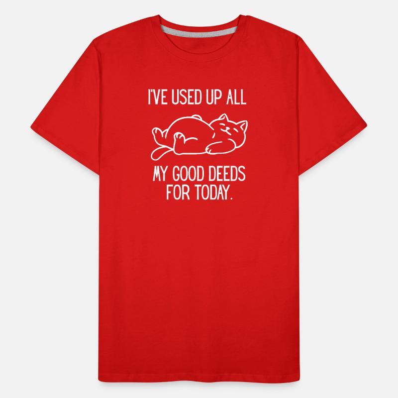 Sleeping Cat and Saying Good Deeds Men's Premium Organic T-Shirt