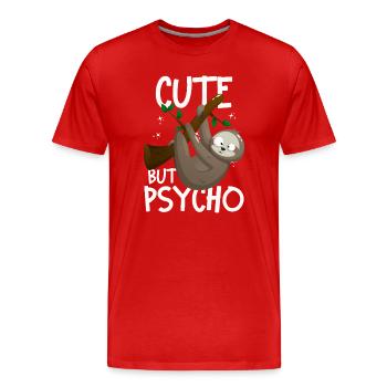 Paresseux mignon mais psychopathe fou - T-shirt bio Premium Homme - rouge - Devant - Damien (186cm)