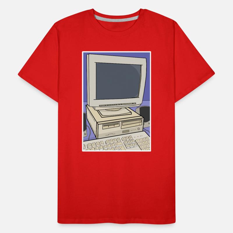 Retro Computer Desktop Setup Men's Premium Organic T-Shirt