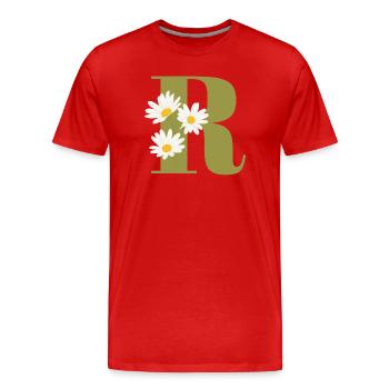 Letter r green daisies - Men's Premium Organic T-Shirt - red - Front - Damien (186cm)