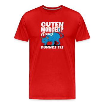 Bonjour chat de glace très mince - T-shirt bio Premium Homme - rouge - Devant - Damien (186cm)