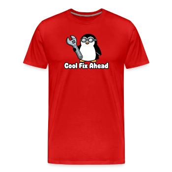 Pinguin Mechaniker mit Schraubenschlüssel - Männer Premium Bio T-Shirt - Rot - Vorne - Damien (186cm)