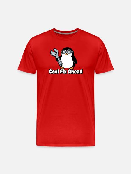 Penguin mechanic with wrench - Men's Premium Organic T-Shirt - red