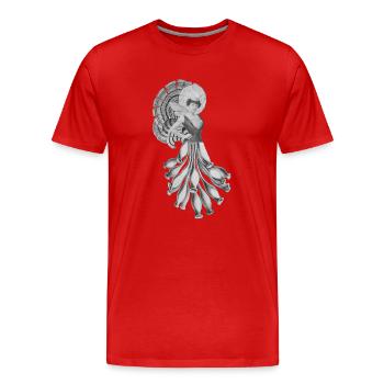 Danseuse victorienne avec éventail de plumes - T-shirt bio Premium Homme - rouge - Devant - Damien (186cm)