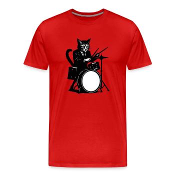 Batteur de chat en smoking - T-shirt bio Premium Homme - rouge - Devant - Damien (186cm)