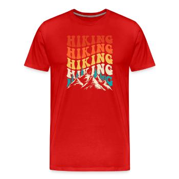 Hiking Retro - Männer Premium Bio T-Shirt - Rot - Vorne - Damien (186cm)