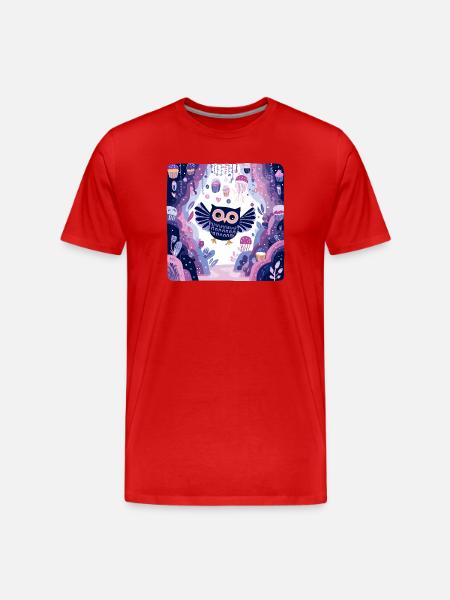 Night Forest Owl Magic - Men's Premium Organic T-Shirt - red
