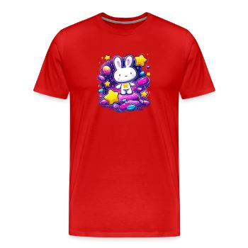 Star Bunny in the Colorful Cosmos - Men's Premium Organic T-Shirt - red - Front - Damien (186cm)