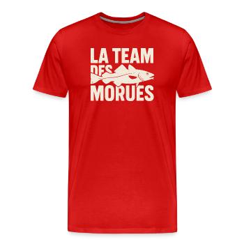 La Team Des Morues - T-shirt bio Premium Homme - rouge - Devant - Damien (186cm)
