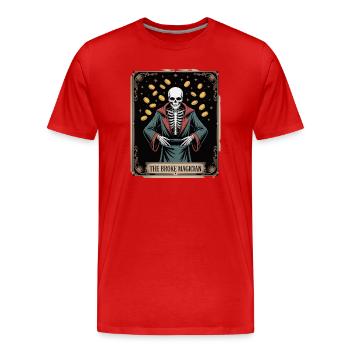Le magicien fauché squelette sorcier avec des pièces de monnaie - T-shirt bio Premium Homme - rouge - Devant - Damien (186cm)