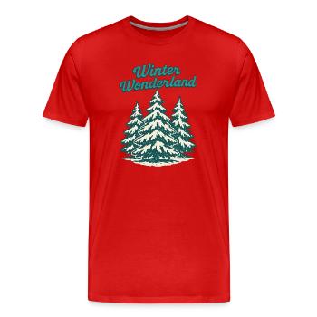 Winter Wonderland Kiefern - Männer Premium Bio T-Shirt - Rot - Vorne - Damien (186cm)