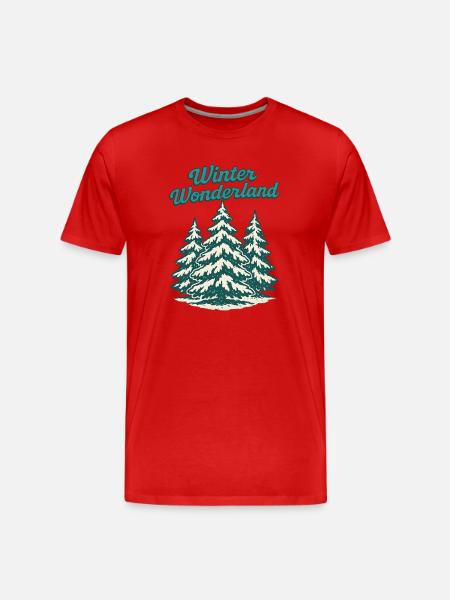 Winter Wonderland Pines - Men's Premium Organic T-Shirt - red