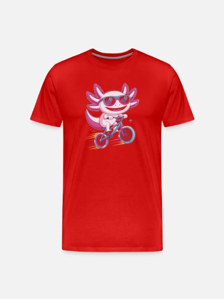Kleiner Drachen Rennradheld Axolotl - Männer Premium Bio T-Shirt - Rot