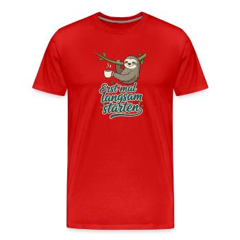 Café paresseux à démarrage lent - T-shirt bio Premium Homme - rouge - Devant - Damien (186cm)