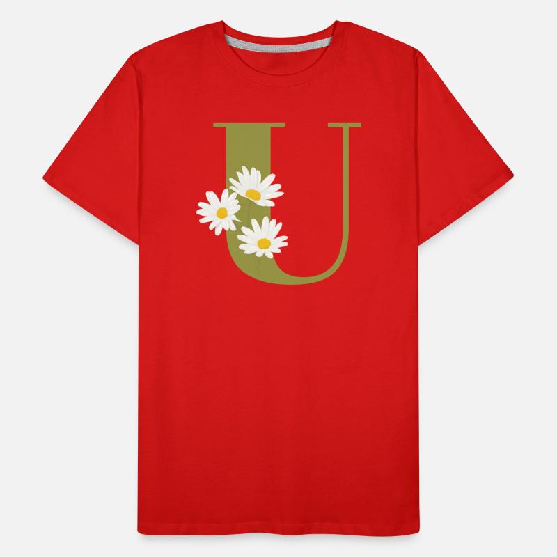 Grüne Gänseblümchen u Buchstabe Männer Premium Bio T-Shirt