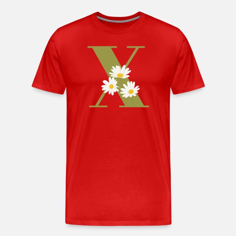 Buchstabe x Grüne Gänseblümchen - Männer Premium Bio T-Shirt - Rot