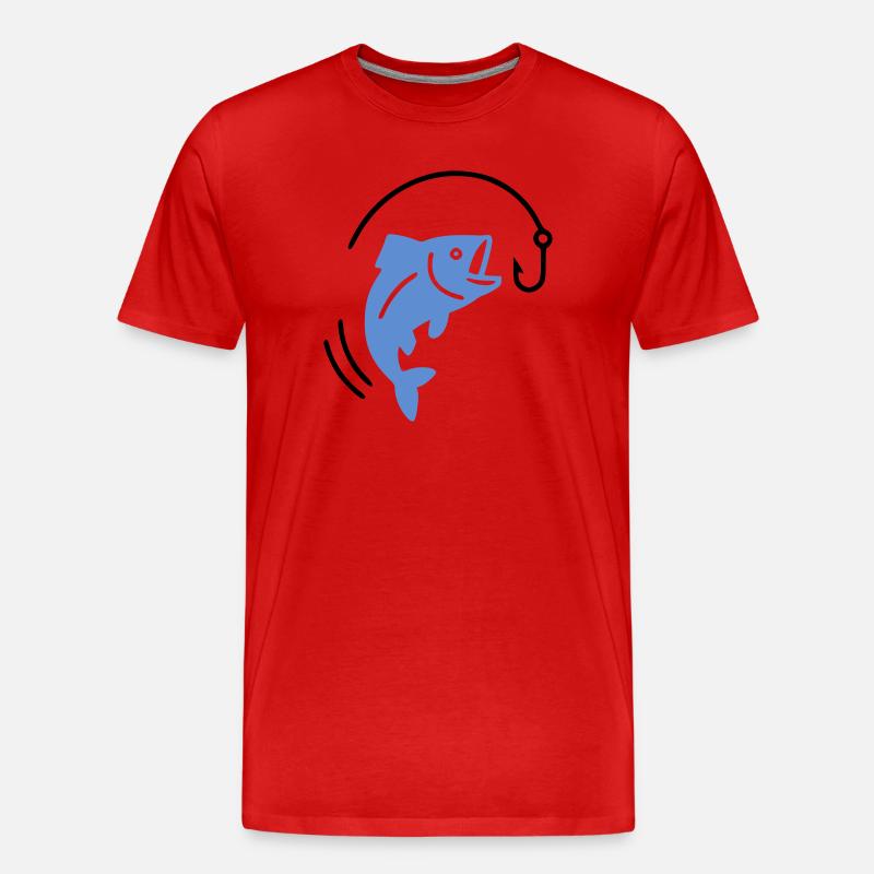 Pêche au poisson sur hameçon logo - T-shirt bio Premium Homme - rouge