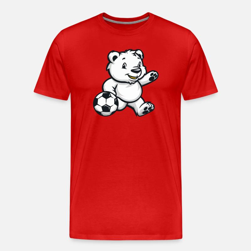 Eisbär Fußball Comic - Männer Premium Bio T-Shirt - Rot