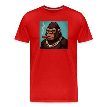 Cigar monkey - Men's Premium Organic T-Shirt - red - Front - Damien (186cm)