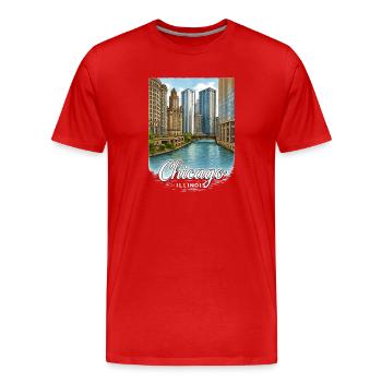 Chicago Illinois - Männer Premium Bio T-Shirt - Rot - Vorne - Damien (186cm)