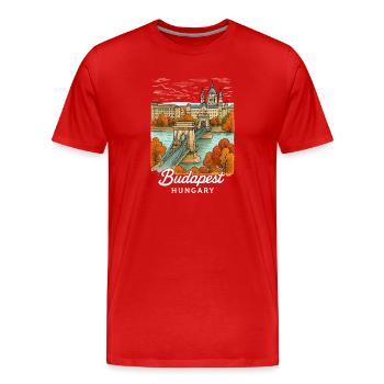 Budapest Ungarn - Männer Premium Bio T-Shirt - Rot - Vorne - Damien (186cm)