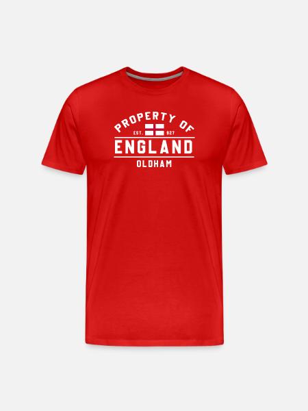 Propriété de l’Angleterre Drapeau d’Oldham - T-shirt bio Premium Homme - rouge