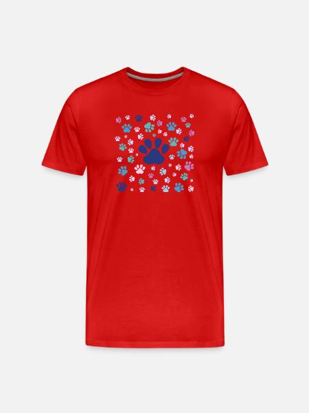 Bunte Welpenpfoten - Männer Premium Bio T-Shirt - Rot