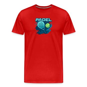 Padel Logo Schläger Ball Dynamik - Männer Premium Bio T-Shirt - Rot - Vorne - Damien (186cm)