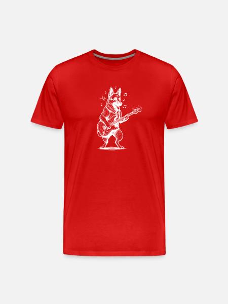 Music German Shepherd Guitarist Dog - Men's Premium Organic T-Shirt - red